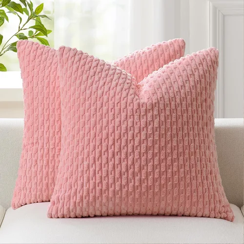 Vista 45 de Kevin Textile - Juego de 2 fundas de almohada decorativas de pana suave, estilo bohemio, a rayas, decoración del hogar para sofá, cama, sofá y sala