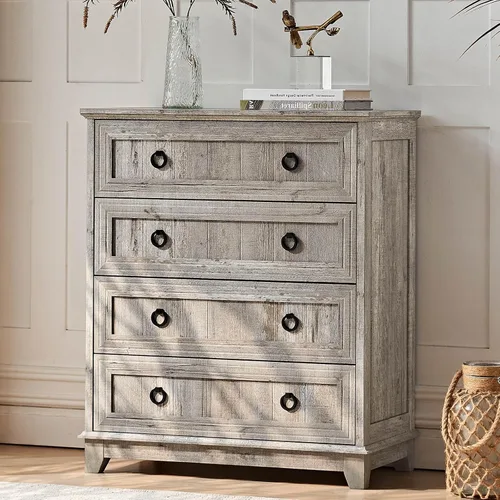 Vista 21 de Joaxswe Mesita de noche estilo granja de 18" con estación de carga, cómoda con mesa auxiliar de 2 cajones para dormitorio, mesita de noche de madera