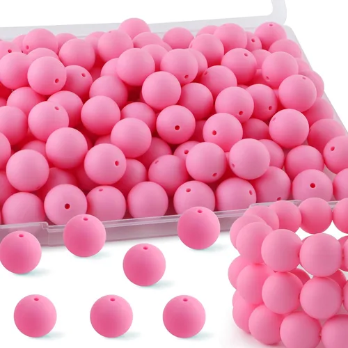 Vista 58 de 160Pcs 12mm de abalorios de silicona para hacer llaveros, pulseras, collares, abalorios redondos de silicona a granel para bolígrafos (negro)