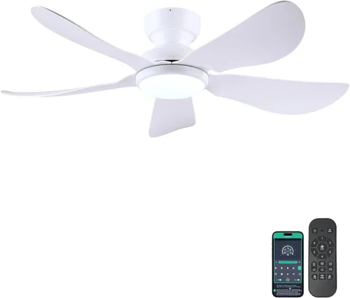 Vista 21 de Kviflon Ventiladores de techo modernos de 36 pulgadas con luces, ventilador de techo pequeño de montaje empotrado con luz y control remoto/APP, 3