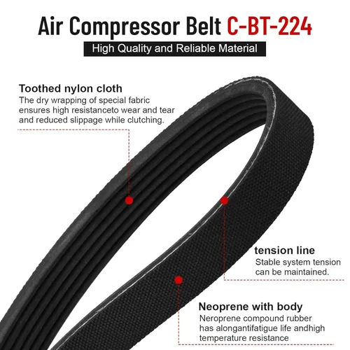 Vista 2 de Fuoequl Correa del compresor de aire C-BT-224 J6 47.3" para Craftsman Porter Cable DeVilbiss EXLC5G20 ACBL660V 470j6 919184260