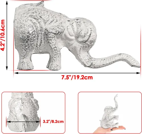 Vista 4 de Sumnacon Tope de puerta de hierro fundido con diseño de elefante – Tope de puerta resistente para evitar perforar agujeros, tope de puerta de hierro