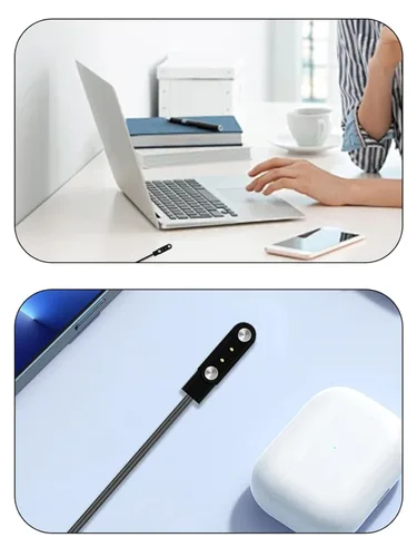 Vista 7 de [Paquete de 2] para AKUMAKA CS5 Multi impermeable Fitness Tracker Watch Cable de carga USB magnético, cargador de cable de 2 pines para reloj