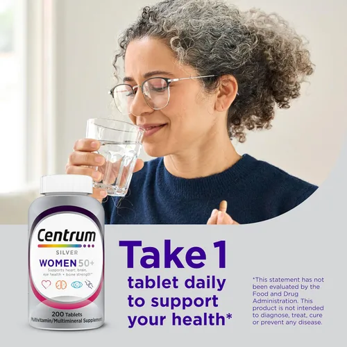 Vista 5 de Centrum Silver - Multivitamínico para mujeres 50 Plus, suplemento multivitamínico/multimineral con vitamina D3, vitaminas B, ingredientes sin OMG