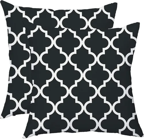 TAOSON Paquete de 2 fundas de cojín de lona suave para sofá, decoración del hogar, diseño geométrico moderno de cuadrifolio con cierre de cremallera
