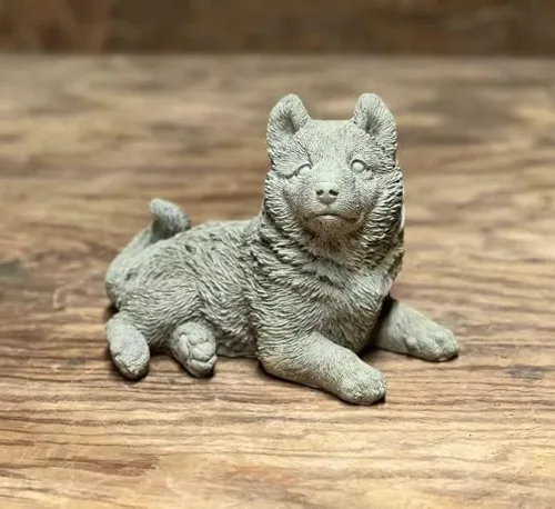 Vista 2 de Estatua de cachorro de Husky siberiano Deailed que pone cachorro siberiano Husky figura concreto decoración al aire libre