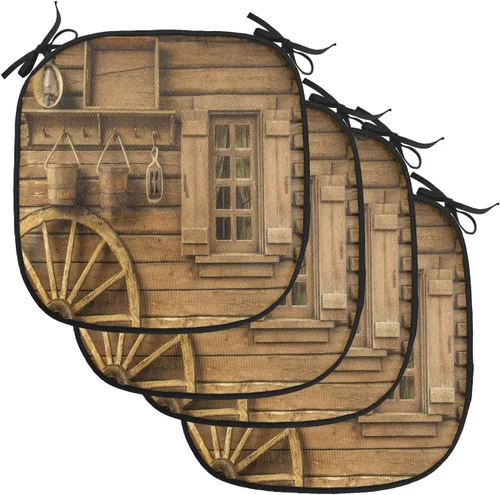 Vista 165 de Lunarable Juego de 4 cojines de asiento para silla, diseño de pétalos de flores de iris florecientes, arte de forma desgastada, acolchado de asiento