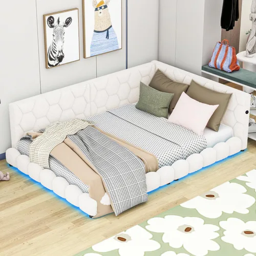 Vista 130 de Sofá cama de tamaño individual con 2 cajones y barandilla rústica, cama de plataforma capitán de madera con soporte de listones resistente, sofá