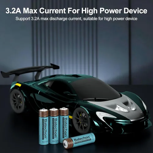 Vista 5 de Batería recargable de litio AA con cargador, paquete de 8 baterías AA de litio recargables, baja autodescarga y larga duración de hasta 2000+