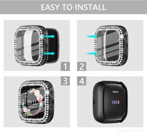 Vista 5 de CHANCHY Paquete de 10 fundas protectoras de pantalla compatibles con Fitbit Versa 2, funda protectora completa de TPU suave cubierta parachoques