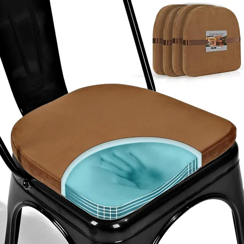 Vista 8 de SINOSSO Juego de 2 cojines de metal con espuma viscoelástica magnética para taburete, cojines de lujo de terciopelo para bar y cafetería, apilables