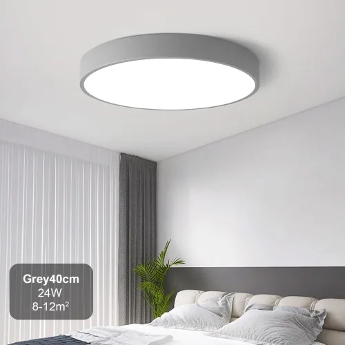 Vista 6 de Led Ceiling Lamp - Remote Control Light Fixture, Grey, 16" 24w Flush Mount, Suitable for Bedroom, Hallway, Balcony, Office, Bathroom - 3000k-6000k