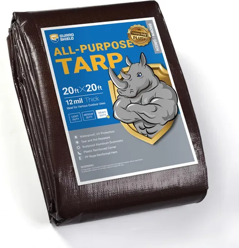 Vista 59 de GUARD SHIELD Lona beige de 8 x 10 pies, lonas grandes resistentes para exteriores, cubierta de lona de 12 mil