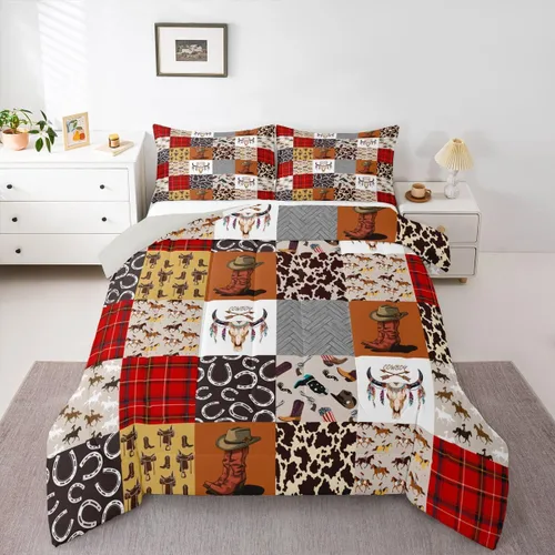 Vista 26 de Juego de ropa de cama con relleno de edredón con diseño de caballo y atrapasueños para niños, adolescentes y hombres, juego de edredón con estampado