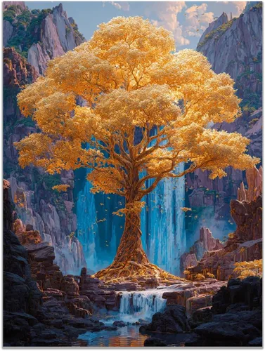 Vista 67 de VOCBAN Tree Minimalist Abstract Botanical Prints Scenery Canvas Wall Art Print Paintings Modern Landscape Pictures Wall Decor Canvas Painting blue