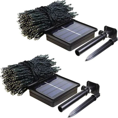 Vista 6 de Paquete de 2 480 luces LED solares de Navidad para exteriores, 170 pies de largo, luces solares súper largas para exteriores con 8 modos y función