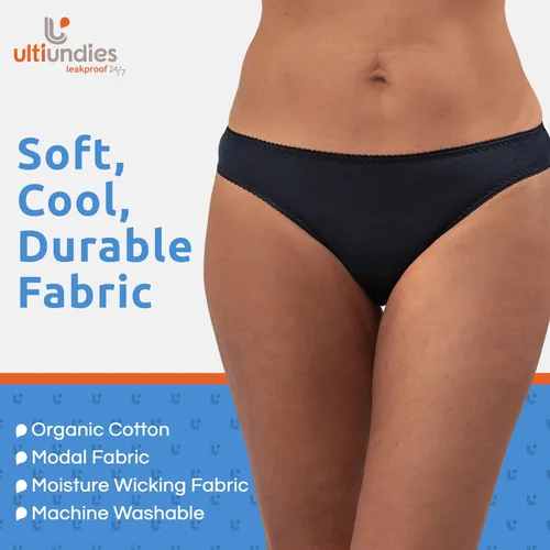 Vista 3 de Bikini Modal - Ropa interior para incontinencia para mujer, bragas reutilizables a prueba de fugas con absorción de luz, para protección diaria