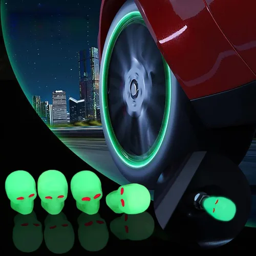 Vista 8 de 4 tapas universales fluorescentes para válvulas de neumáticos, tapas luminosas para válvulas de aire de neumáticos, cubiertas iluminadas