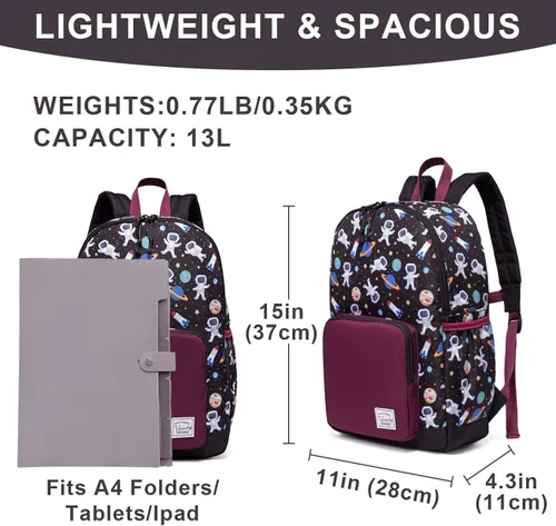 Vista 2 de VASCHY - Mochila preescolar para niños y niñas liviana resistente al agua con correa en el pecho