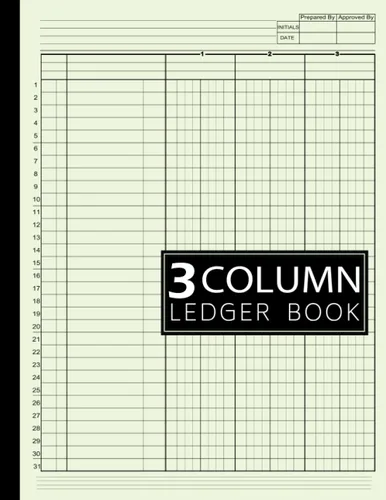 3 Column Ledger Book Simple Three Column for Bookkeeping, Accounting, Small Business and Personal Use