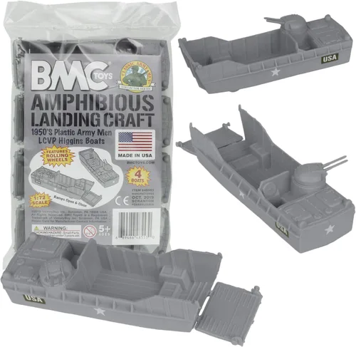 Vista 9 de BMC Classic Marx Landing Craft - 4 unidades de vehículos militares de plástico verde marrón contra OD para hombres