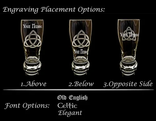 Vista 5 de Celtic Love Knot Glass Coffee Mug Set of 2 – Free Personalized Engraving, 16oz Mugs