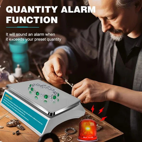 Vista 4 de Báscula de conteo industrial 30kg/66lb x 0.1g Báscula de gramo digital de alta precisión para inventario y conteo con batería, alimentación DC/AC