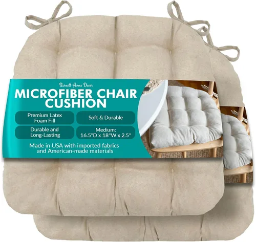 Vista 18 de Barnett Almohadilla para silla de comedor con lazos. Gamuza microfibra, microgamuza, reversible, relleno de espuma de látex, se puede lavar a Negro