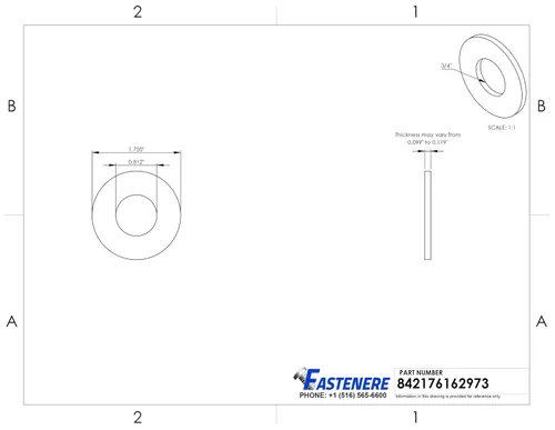 Vista 2 de Arandelas planas de latón sólido de 1/2", estándar comercial, grado 360, acabado liso, cantidad 25