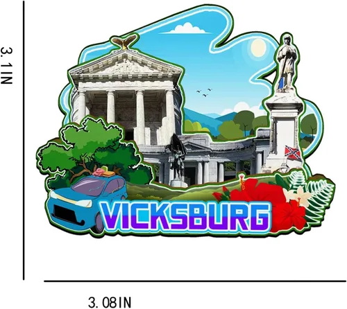 Vista 3 de Vicksburg - Imán de Mississippi USA para nevera de madera 3D, monumentos de viaje, coleccionables, recuerdos, decoración hecha a mano -2781