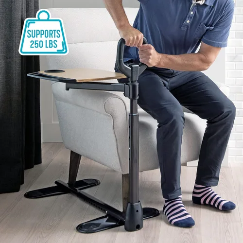 Vista 8 de Able Vida capaz de bandeja Tabla – bambú TV portátil bandeja + Mango Ergonómico de – La seguridad apoyar la movilidad de giro