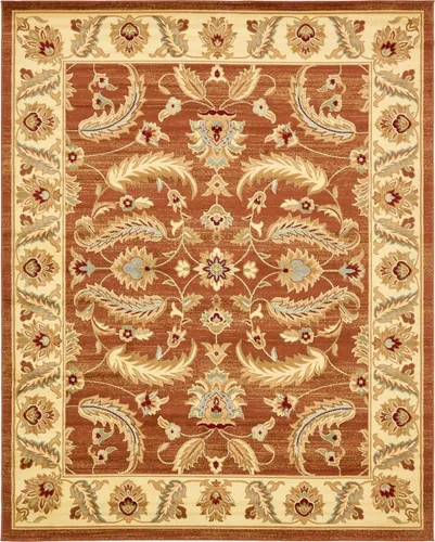 Vista 32 de Unique Loom - Colección Voyage - Alfombra redonda tradicional oriental, marrón, Polipropileno, Marrón/Azul Claro