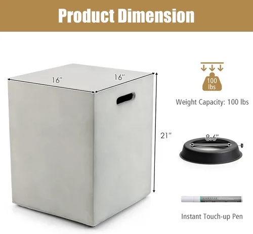Vista 3 de Giantex Mesa de cubierta de tanque de propano – Mesa escondida, soporte para tanque de propano para exteriores de 20 libras con asas en ambos lados
