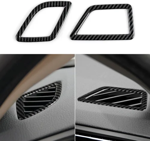 2 piezas de calcomanías para rejilla de aire del salpicadero, estilo carbono, de ABS, para ajuste en las rejillas de aire acondicionado, para BMW