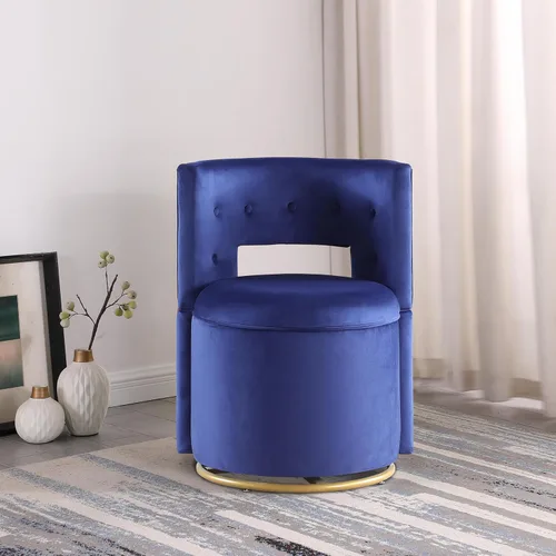 Vista 11 de Silla de acento giratoria, sofá redondo de terciopelo de almacenamiento, silla tapizada con barril moderno para guardería, sala de estar, hotel