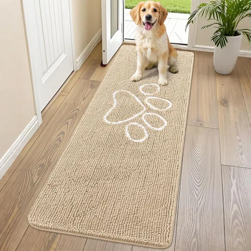Vista 90 de Smiry Tapete para puerta de perro para patas fangosas, absorbente que atrapa la suciedad, antideslizante, de secado rápido, lavable, tapete