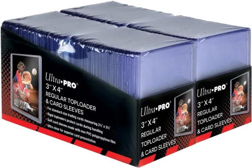 Ultra PRO Cargadores superiores transparentes regulares de 3" x 4" para tarjetas con paquete de fundas para tarjetas tamaño estándar 200 unidades