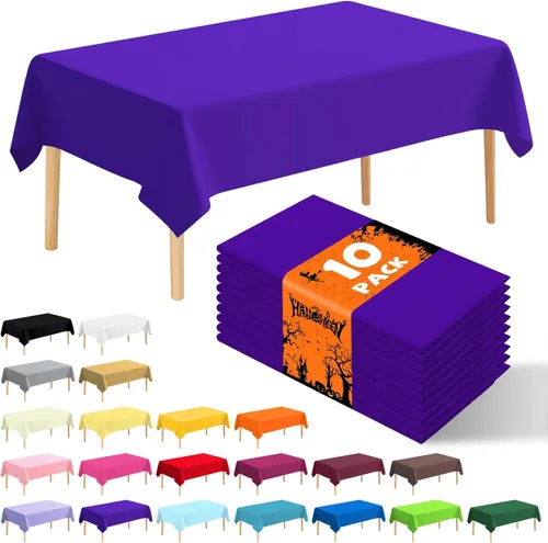 Vista 19 de Paquete de 10 manteles desechables de plástico premium de 54 x 108 pulgadas, mantel rectangular para mesa, para cumpleaños, bodas, Navidad, Beige