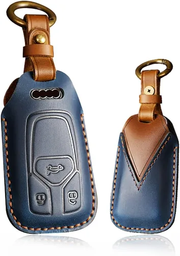 Vista 10 de ontto Funda para llavero inteligente con control remoto sin llave compatible con Audi A6 A6L A7 E-Tron A8 Q8 2019-2022, funda de cuero para llave
