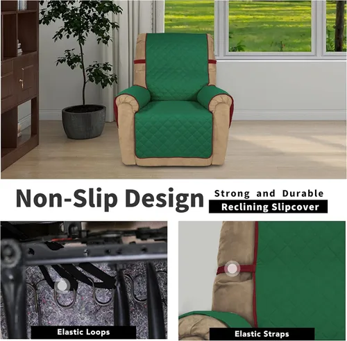 Vista 143 de Easy-Going - Funda reversible para sofá reclinable, resistente al agua, protector de muebles con correas elásticas, para mascotas y niños