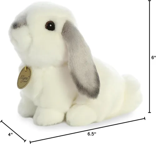 Vista 5 de Aurora® Adorable conejo Lop de peluche Miyoni®, detalle realista, compañía entrañable, gris, 8 pulgadas