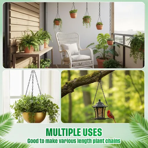Vista 8 de EBOOT 2 piezas cadena colgante para comederos de pájaros, macetas, linternas y adornos (negro, 9.5 pulgadas)