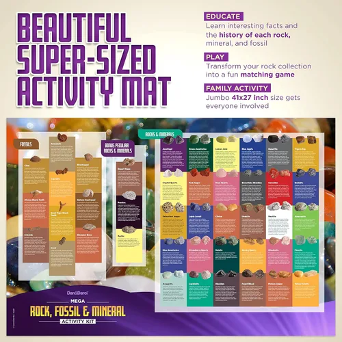 Vista 3 de Dan&Darci Rock Collection for Kids - Includes 250+ Bulk Rocks, Gemstones & Crystals + Genuine Fossils and Minerals - 2 Lbs. - Geology Earth Science