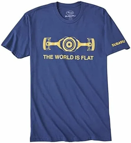 Subaru El mundo es plano Logo Camiseta Impreza Sti WRX BOXER JDM Racing, Azul