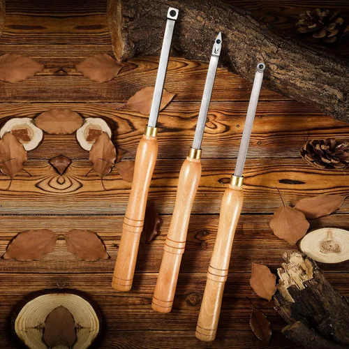 Vista 6 de Herramientas de torno de carburo para torneado de madera, 17 pulgadas, juego de 3 herramientas de torneado de madera de tamaño completo, incluye