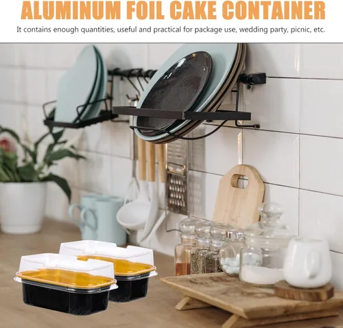 Vista 7 de 50pcs Muffin Desechables Latas Papel De Aluminio Tazas Para Hornear Con Tapas Cupcake Embalaje Contenedores Para Fiesta Boda