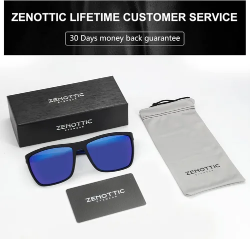 Vista 6 de ZENOTTIC - Gafas de sol polarizadas con montura ligera y cuadrada de TR90 y protección UV400