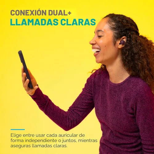 Vista 5 de JLab Go Air Pop+ Auriculares Verdaderamente Inalámbricos, Auriculares Intraaurales, Auriculares Bluetooth, 35H de Tiempo de Reproducción, Violeta