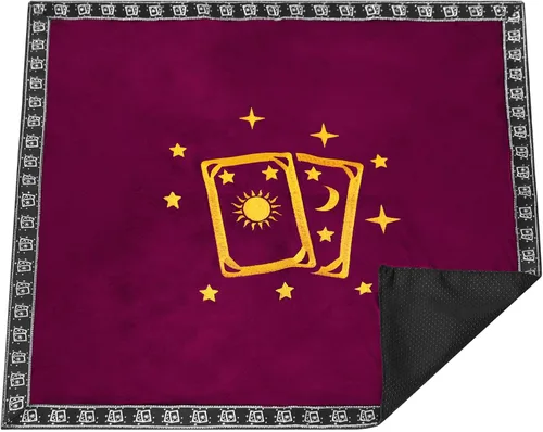 Vista 5 de Patrón de tarjeta estrellas luna bordado tela de terciopelo parte trasera partícula inferior con bolsa de cartas de tarot..