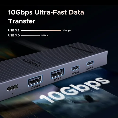 Vista 4 de UGREEN Revodok Pro - Hub USB-C 6 en 1 de 10Gbps 4K 60Hz HDMI, entrega de energía de 100W para MacBook Pro/Air, iPad Pro, Thinkpad Rog Ally y más.